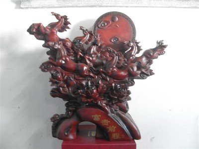 富贵前程马红木树脂工艺品 仿玉摆件助力开业与办公礼品